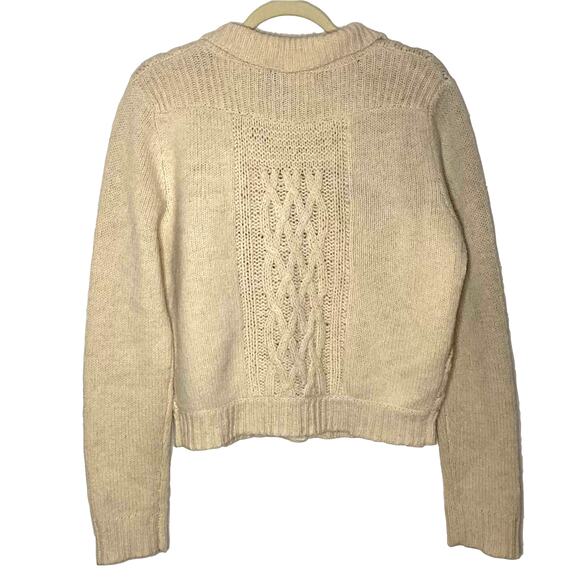 Aran Crafts NWT Cable Knit Irish Wool Sweater Cardigan Asymmetrical Zip Front M - Picture 3 of 16
